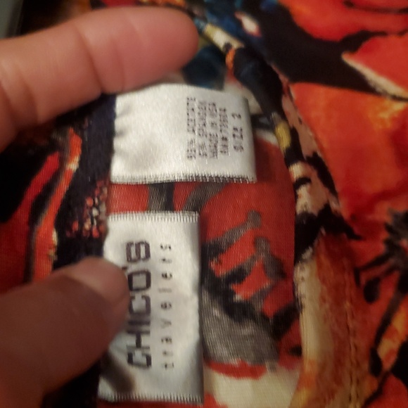 CHICOS Floral Print Short Sleeve Skirt Set - Picture 7 of 7